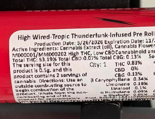 High Wired Tropic Thunderfunk Infused Pre-Roll Review: Honest 6.8/10 Score, Effects & Is It Worth It?