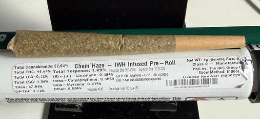 Craft Kings Chem Haze IWH infused pre-roll New Jersey cannabis review