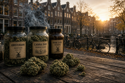 Amsterdam coffeeshop street scene 2026 — cannabis culture travel guide by The Stoner Review