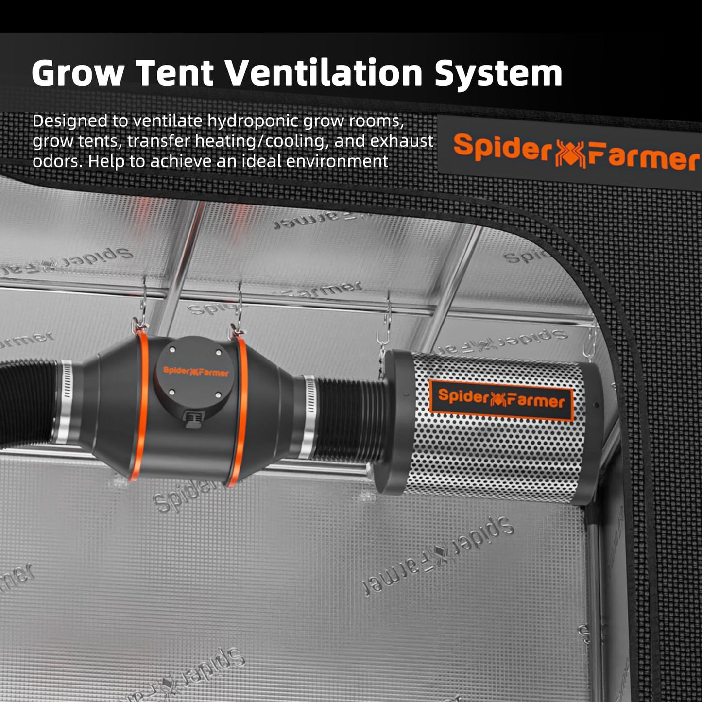 Spider Farmer Grow Tent Kit 2x2x5ft Complete System, SF1000D Bridgelux Diodes Full Spectrum LED Grow Light 24"X24"X55" Indoor 1680D Tent with 4" Ventilation System & GGS Controller
