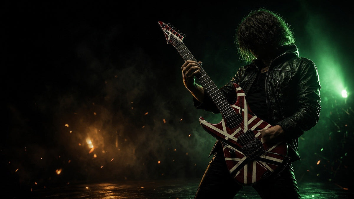 Bands We Love — striped guitar stage solo hero